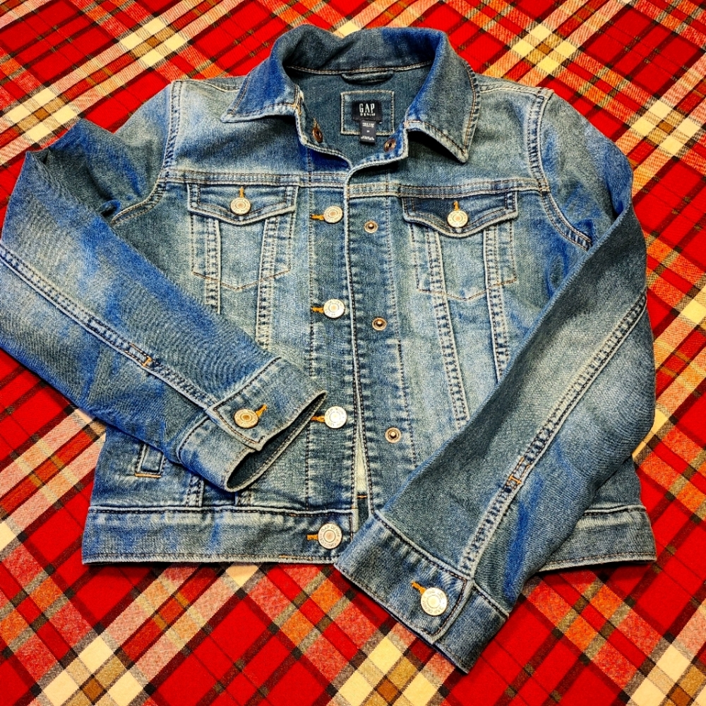 Gap Kids Icon Denim Jacket, Blue, Size M (8)